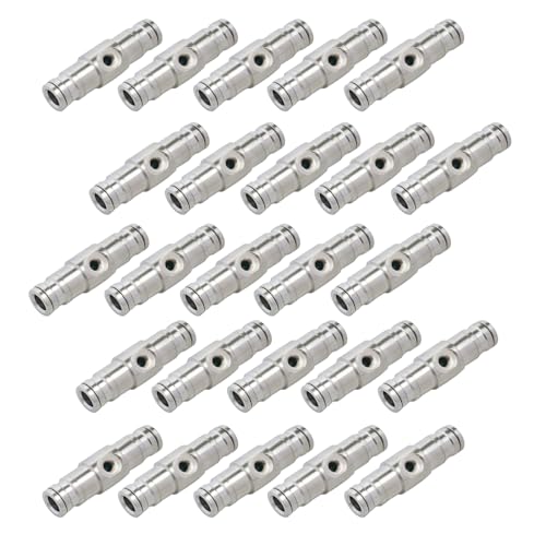 Legines 25pcs Nickel Plated Brass Push to Connect Fitting For High Pressure Misting System, Misting Coupling Slip Lock (One Hole), 1/4" Tube OD, Straight Union - Image 1