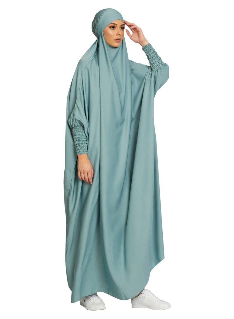 SYOSI فستان صلاة إسلامي، رداء رمضاني إسلامي أنيق متواضع للنساء، عباية نسائية بأزرار للصلاة بأكمام طويلة، هودي سادة من قطعة واحدة للنساء فستان ماكسي طويل إسلامي - Image 2