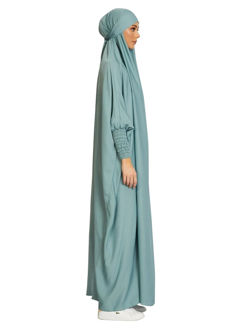 SYOSI فستان صلاة إسلامي، رداء رمضاني إسلامي أنيق متواضع للنساء، عباية نسائية بأزرار للصلاة بأكمام طويلة، هودي سادة من قطعة واحدة للنساء فستان ماكسي طويل إسلامي - Image 4