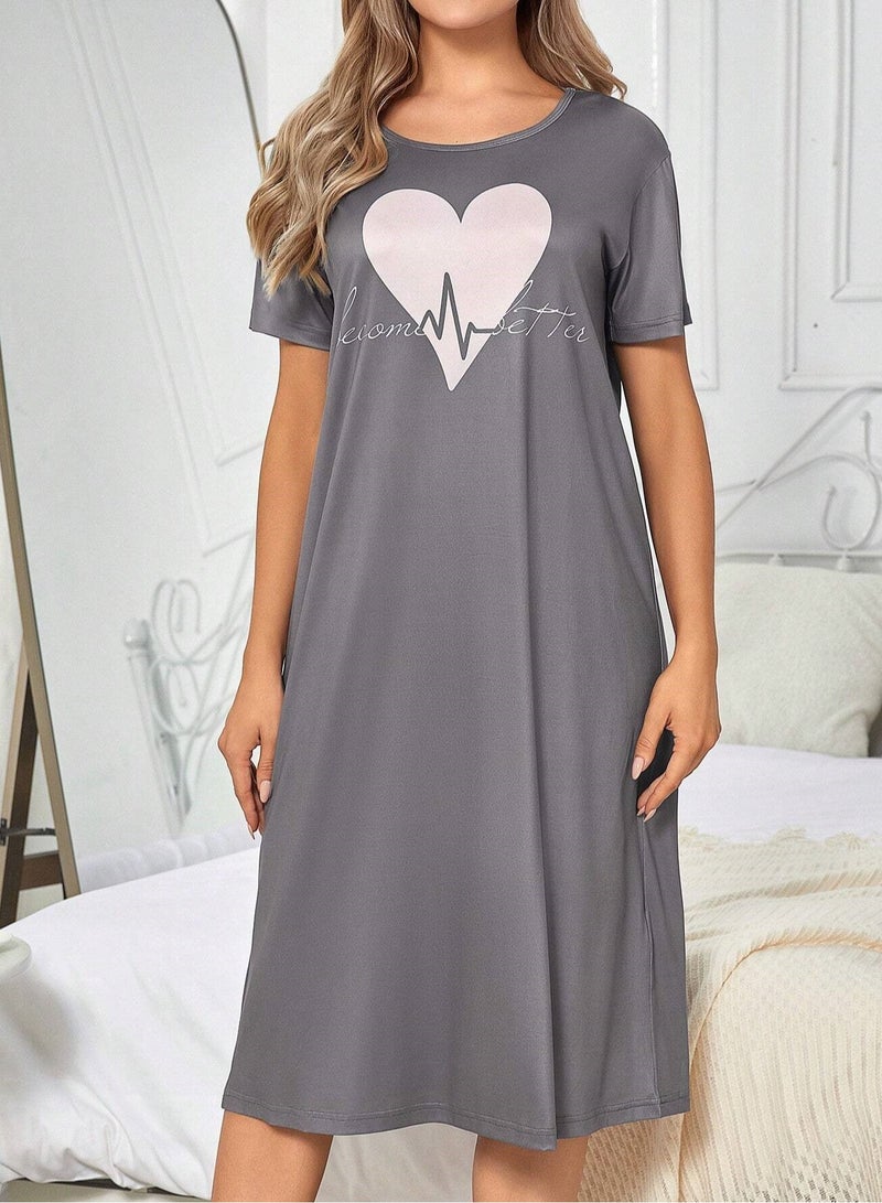Mesery Mesery Sleepshirt Cotton Half Sleeves Printed  - Image 3