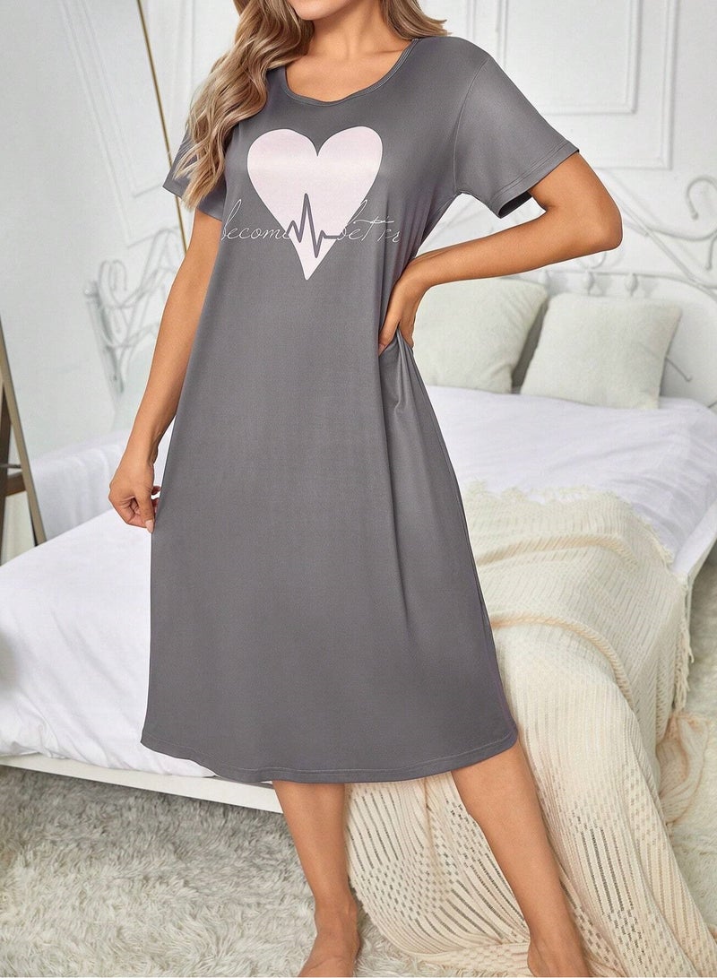 Mesery Mesery Sleepshirt Cotton Half Sleeves Printed  - Image 1