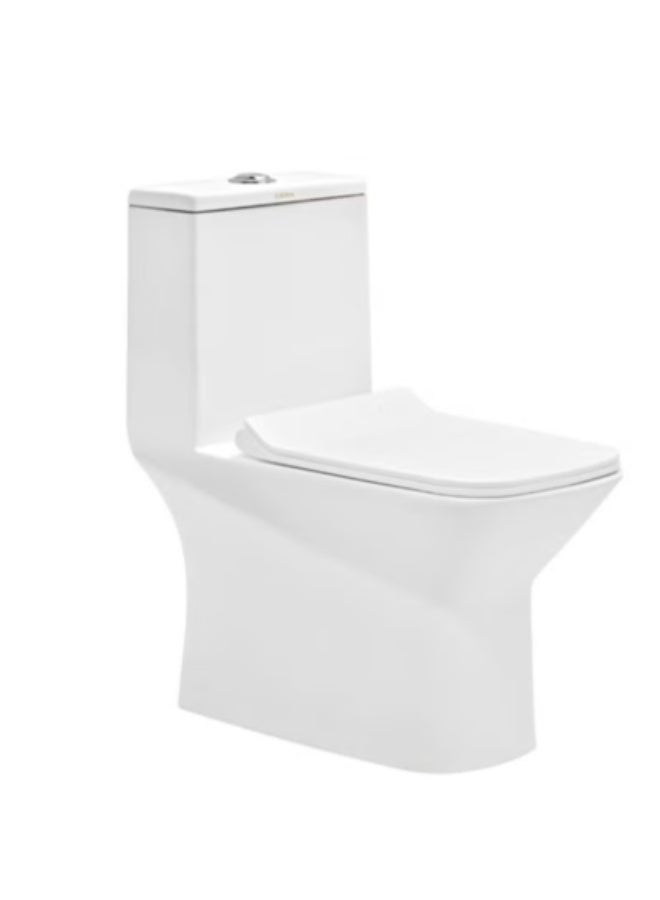 SOMANY Pokhra One Piece Toilet – Rimless Ceramic Water Closet, S-Trap Dual Flush Modern Bathroom WC