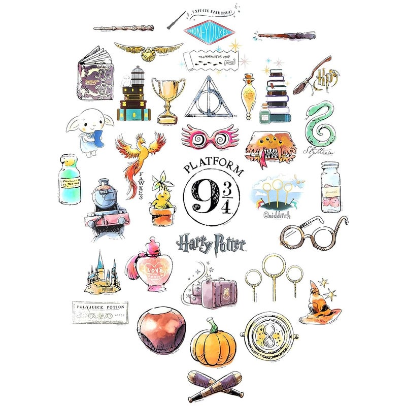 Conquest Journals Harry Potter Watercolor Vinyl Stickers, Set of Unique Sticker Decals, 5 Holograms, Waterproof, UV & Scratch Resistant, Great for Gadgets, Officially Licensed (White Vinyl, 60-Pack) - Image 4