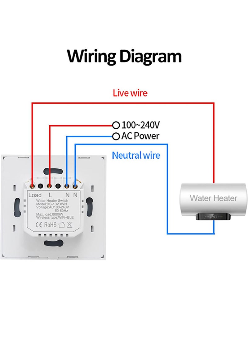Uwals - 40A Smart WiFi/Bluetooth Switch, Heavy Duty WiFi Pump Controller for Pool Pump, Water Heater, Air Conditioner, Compatible with Alexa and Google Home, Neutral Wire Required - Image 1