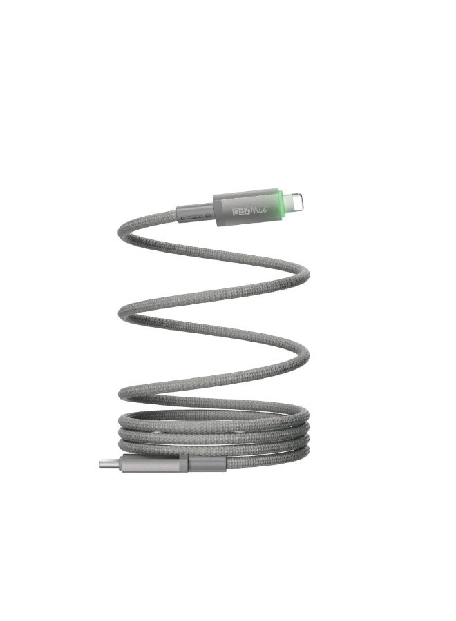 FIFTH ELEMENT SNAP 1m Magnetic USB-C to Lightning Cable, 30W Fast Charging Nylon Braided iPhone & iPad Charger – Grey - Image 1