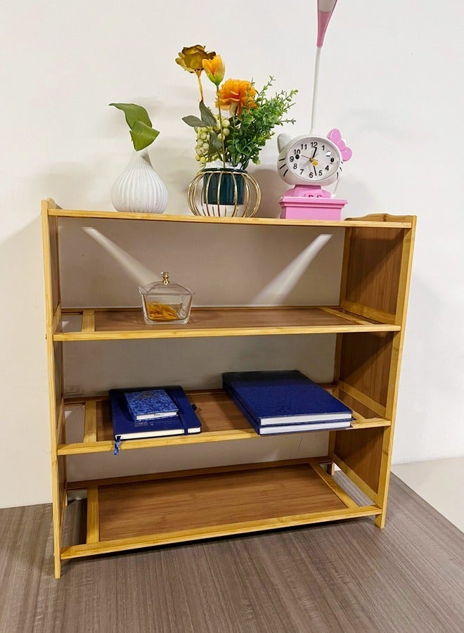 C&C Home 4-Tiers Bamboo Shoe Rack Organizer Shoe Cabinet Display Stand Multipurpose Storage Rack for Entryway and Living Room 60x23x60 cm - Image 1