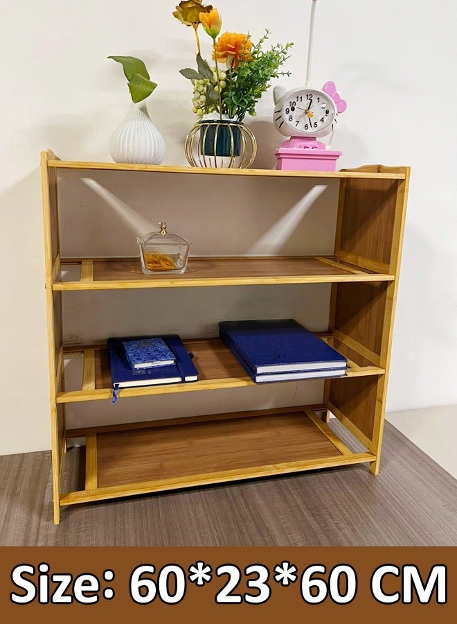 C&C Home 4-Tiers Bamboo Shoe Rack Organizer Shoe Cabinet Display Stand Multipurpose Storage Rack for Entryway and Living Room 60x23x60 cm - Image 5