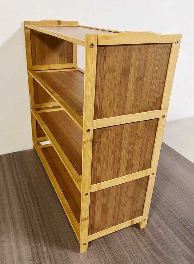 C&C Home 4-Tiers Bamboo Shoe Rack Organizer Shoe Cabinet Display Stand Multipurpose Storage Rack for Entryway and Living Room 60x23x60 cm - Image 4
