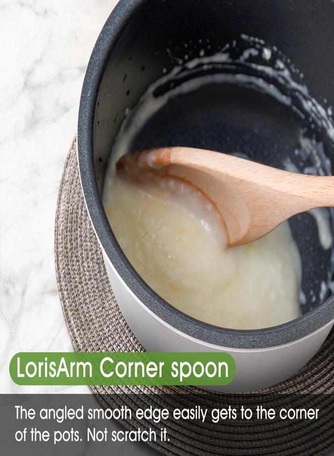 LorisArm 12" Wooden Corner spoon, Solid Wood Spatula & Spoon, Handcraft Wood Spoonula Cooking Utensil, Kitchen Spatulas for Baking, stirring, Serving, Scraping. - Image 4