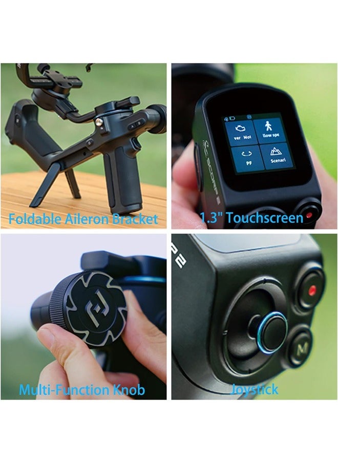 فيو تيك - مُثبِّت FeiyuTech SCORP 2 Gimbal Stabil لمثبت الكاميرا DSLR والكاميرا عديمة المرآة، مستشعر التتبع المدمج في مستشعر التتبع، مثبت كاميرا ثلاثي المحاور لسوني كانون باناسونيك نيكون، 2.5 كجم حمولة 2.5 كجم شاشة تعمل باللمس للتصوير العمودي - Image 1