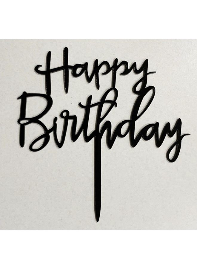 We Happy Happy Birthday Cake Topper Mirrored Acrylic Cupcake Topper Perfect for Decorations and Party Supplies Black - Image 4