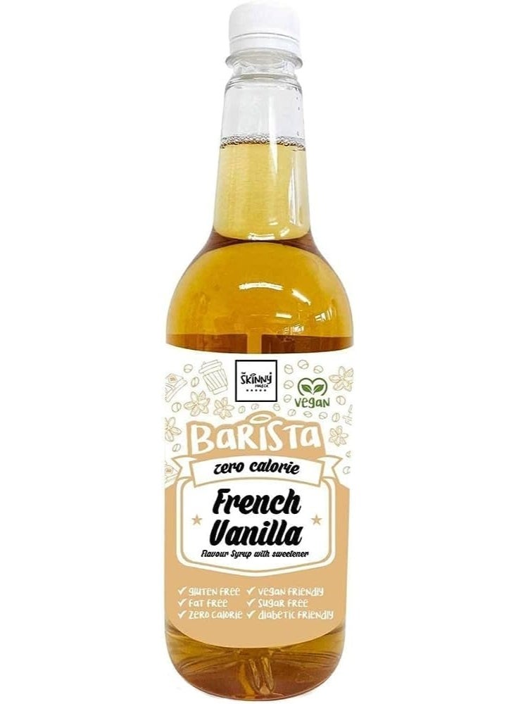 ذا سكيني فود كو. فانيليا فرنسية، خالي من الغلوتين، خالي من الدهون، صفر سعرات حرارية، شراب قهوة نباتي خالي من السكر (1 لتر)