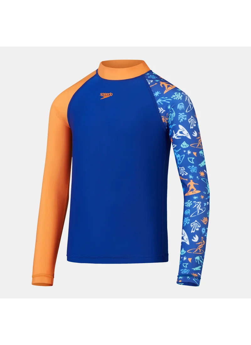 speedo Kids' Printed Long Sleeve Rashguard