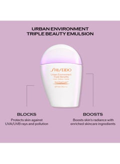 Shiseido SHISEIDO Urban Environment Triple Beauty Suncare Emulsion SPF 50+, 30ml  - Image 3