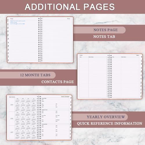 Nokingo Planner 2026 - Weekly & Monthly Planner Runs from January 2026 to December 2026, 8.5 x 11", 12 Month Tabs, Inner Pocket, PU Leather Cover with Twin-Wire Binding, Monthly Planners 2026, Rose - Image 5