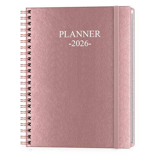 Nokingo Planner 2026 - Weekly & Monthly Planner Runs from January 2026 to December 2026, 8.5 x 11", 12 Month Tabs, Inner Pocket, PU Leather Cover with Twin-Wire Binding, Monthly Planners 2026, Rose - Image 1