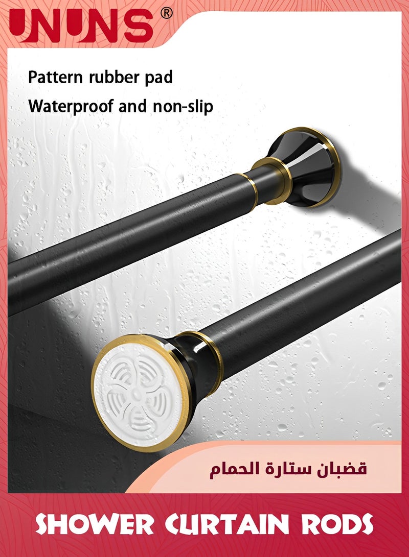 UNUNS Shower Curtain Rod,Spring Tension Curtain Rod,Adjustable Bath Curtain Rods,Carbon Steel Hanger Telescopic Rod,Non-Slip Clothes Rail Rods For Window Dormitory Balcony Cupboard,Black 110-200cm - Image 3