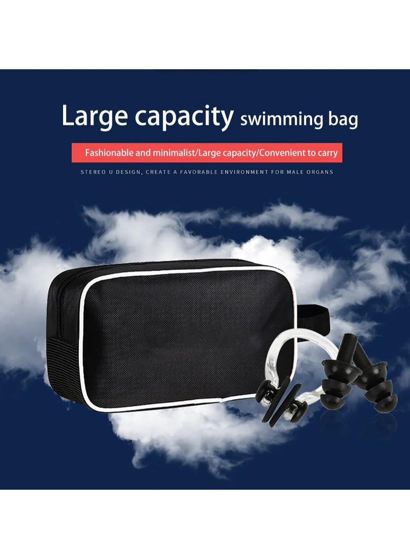 Generic Adult Swimwear Set Men's Swimwear Set Swimming Trunks Swim Goggles Swim Cap Ear Plugs Nose Clip Swim Bag Swim Pool Beach Essentials for Summer Fun (Silver) - Image 4
