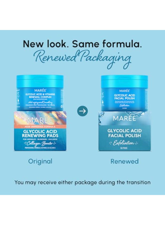 MAREE Glycolic Acid Polishes 2 PACK Toner Polishes for Face Cleansing Tea Tree Oil Salicylic Acid Vitamins E B3 B5 Facial Peel Radiance Deep Cleaning Effect - Image 3