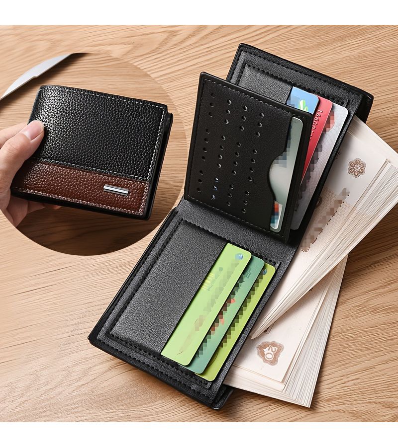 Light Coffee Men Card Holder Wallet With 9 Card Slots Compact Premium Clutch For Credit Cards And Travel Documents - Image 1