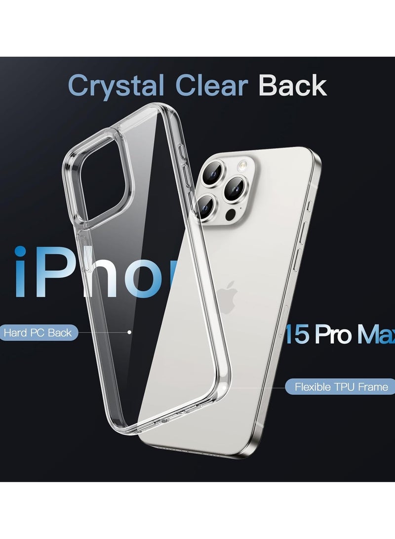 جومو ستور غطاء شفاف لهاتف iPhone 15 Pro Max بحجم 6.7 بوصة – حماية من السقوط، تقنية iCrystal، مقاوم للخدوش، نحيف وشفاف مقاوم للصدمات مع زوايا محمية بالهواء – غطاء هاتف فائق النحافة للرجال والنساء - Image 3