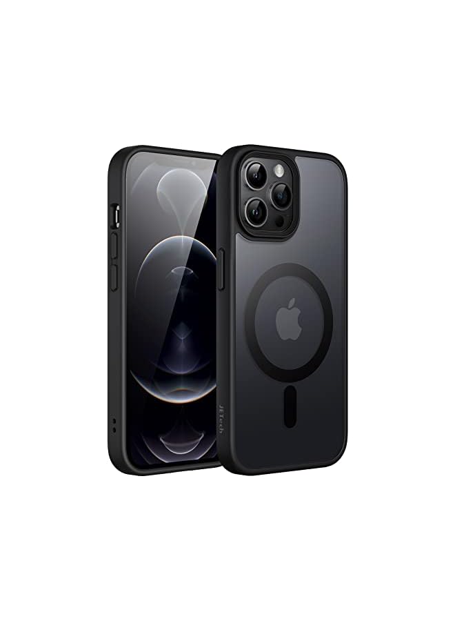 جي تيك حافظة JETech المغناطيسية لهاتف iPhone 12 Pro Max مقاس 6.7 بوصة متوافقة مع MagSafe، غطاء هاتف خلفي شفاف غير لامع مقاوم للصدمات (أسود) - Image 1