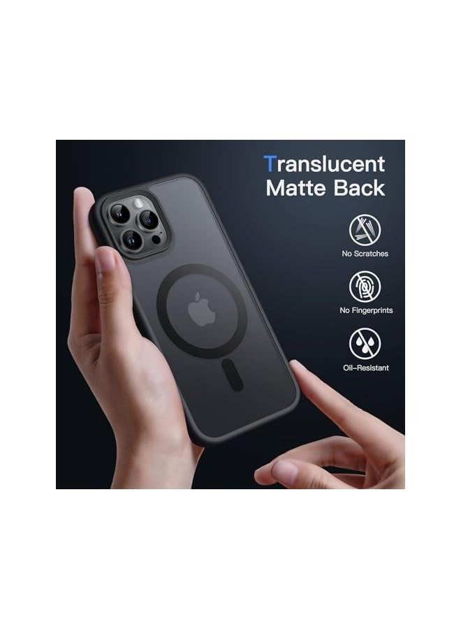 جي تيك حافظة JETech المغناطيسية لهاتف iPhone 12 Pro Max مقاس 6.7 بوصة متوافقة مع MagSafe، غطاء هاتف خلفي شفاف غير لامع مقاوم للصدمات (أسود) - Image 4