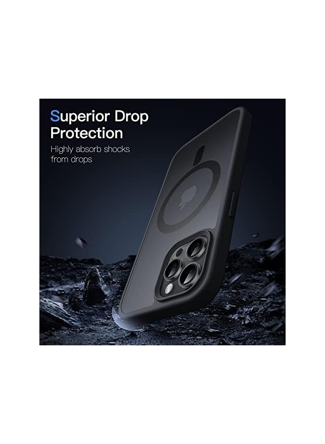 جي تيك حافظة JETech المغناطيسية لهاتف iPhone 12 Pro Max مقاس 6.7 بوصة متوافقة مع MagSafe، غطاء هاتف خلفي شفاف غير لامع مقاوم للصدمات (أسود) - Image 5