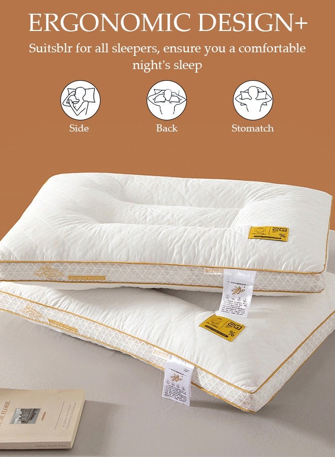 DUNISO قطعتان من وسادة النوم القابلة للغسل من ألياف فول الصويا لدعم الرقبة ووسادة السرير مع غطاء من ألياف البوليستر، وسادة مريحة لتخفيف آلام الرقبة والرأس والكتف، ناعمة ومسامية - Image 2