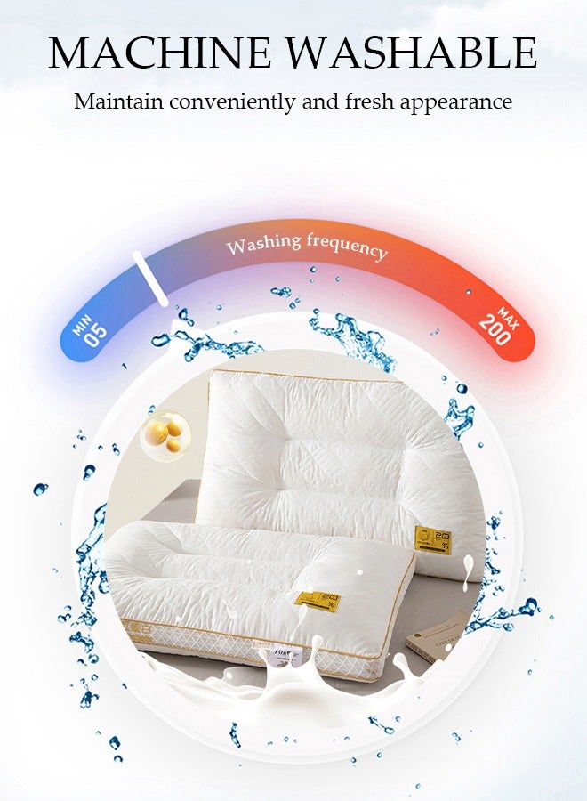 DUNISO قطعتان من وسادة النوم القابلة للغسل من ألياف فول الصويا لدعم الرقبة ووسادة السرير مع غطاء من ألياف البوليستر، وسادة مريحة لتخفيف آلام الرقبة والرأس والكتف، ناعمة ومسامية - Image 5