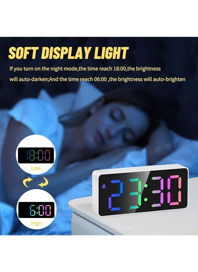 SNEPCOM - SNEPCOM Digital Clock Alarm Clock Digital Clock with LED Temperature Display Digital Alarm Clock with Colour FontsDimmableSnooze FunctionMemory Battery USB PoweredBedside Clock for Bedroom - Image 1
