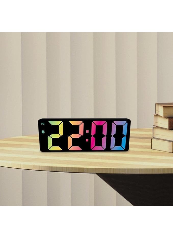 SNEPCOM - SNEPCOM Digital Clock Alarm Clock Digital Clock with LED Temperature Display Digital Alarm Clock with Colour FontsDimmableSnooze FunctionMemory Battery USB PoweredBedside Clock for Bedroom - Image 1