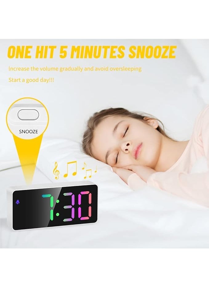 SNEPCOM - SNEPCOM Digital Clock Alarm Clock Digital Clock with LED Temperature Display Digital Alarm Clock with Colour FontsDimmableSnooze FunctionMemory Battery USB PoweredBedside Clock for Bedroom - Image 1
