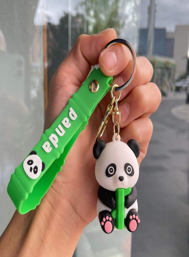 AEROSTARK Cute Panda Keychain for Kids & Adults - 3D Sitting Panda with Bamboo | Soft Silicone Animal Keyring & Wrist Strap | Cartoon Bag Accessory, Car Charm, Return Gift & Collectible - Image 5