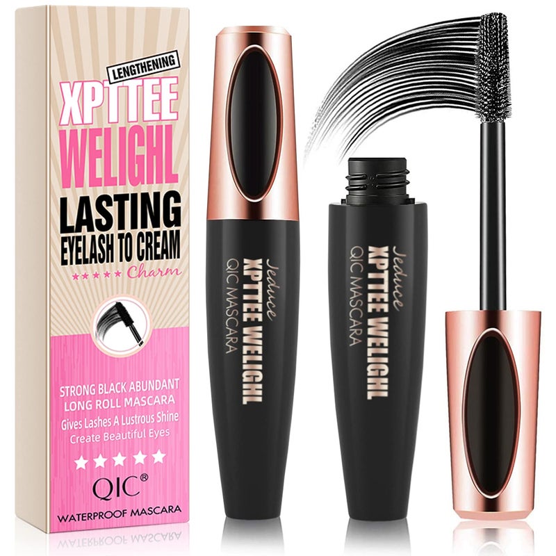 4D Silk Fiber Lash Mascara Extension  Voluminous Waterproof  SmudgeProof LongLasting No Flaking Natural No Clumping All Day Exquisitely Full 1 Pack