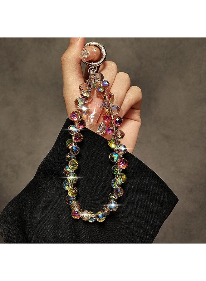 NIBEMINENT Beaded Phone Lanyard, Anti Lost Removable Wrist Strap, Crystal Bow Bracelet Pendant, Phone Keychain Lanyard,Colorful