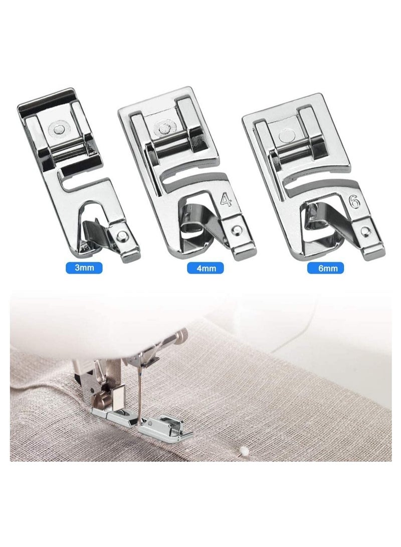 SOLARAE 6 Sewing Machine Presser Kit 3 Narrow Rolled Hem Sewing Machine Presser Foot 3 Rolled Hem Pressure Foot Sewing Machine Presser Foot Hemmer Foot Set for Household - Image 4