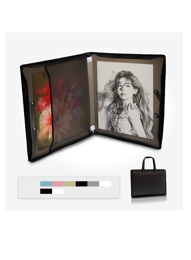 Art Bag Art Portfolio Bags, (17.3 * 13.8inches) Storage Books for Art Portfolio Folder, Posters Storage Bag with Zipper and Handle Mesh Folder Organizers for Poster, Painting Black - Image 3