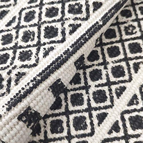 USTIDE Black & Cream Living Room Rug, Boho Runner Farmhouse Retro Shag Rag Rugs Large Natural Cotton Accent Area Rug Washable (4ftx6ft, Black&White) - Image 2