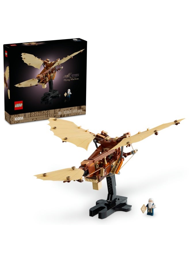 LEGO - Icons Leonardo da Vinci's Flying Machine with Flappable Wings - Incl. a Minifigure & Display Stand - Ornithopter DIY Kit for Adults - Building Set for Home Decor - Gift Idea - 10363 (493 pieces) - Image 1
