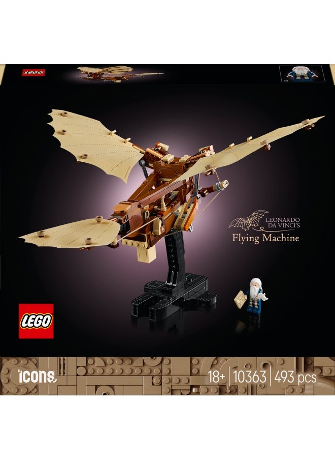 LEGO - Icons Leonardo da Vinci's Flying Machine with Flappable Wings - Incl. a Minifigure & Display Stand - Ornithopter DIY Kit for Adults - Building Set for Home Decor - Gift Idea - 10363 (493 pieces) - Image 1