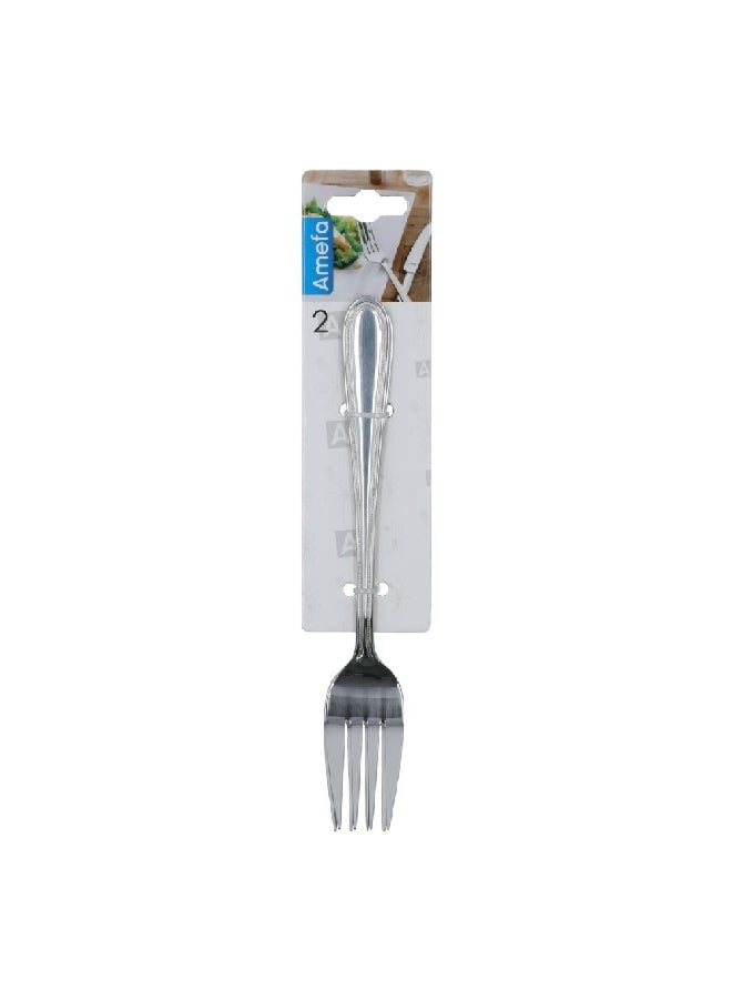 Amefa 2-Piece High Quality Stainless Steel Table Fork Set on Hanging Card Pearl Silver 2.6 x 22.3 x 4.7 cm 0508X1VDXCAF2 - Image 1