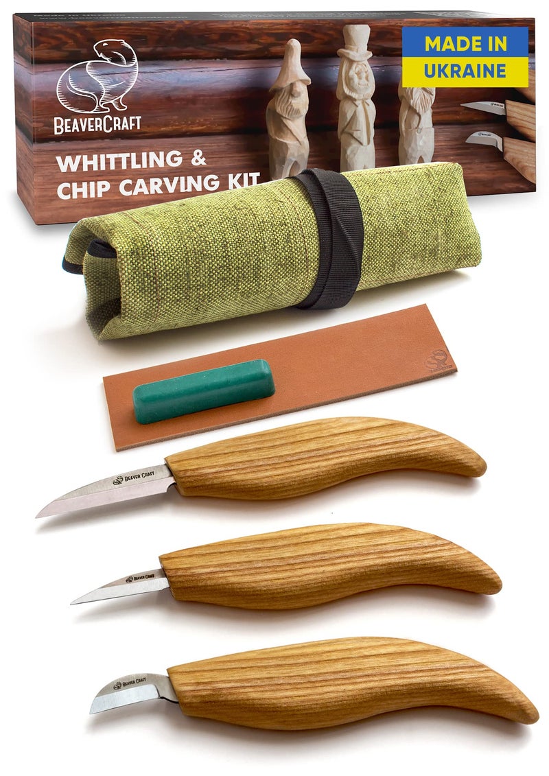 BeaverCraft Wood Carving Kit S15 Wood Whittling Kit for Beginners Kids - Wood Carving Knife Set Whittling Knife Wood Carving Knives Carving Tools - Image 1