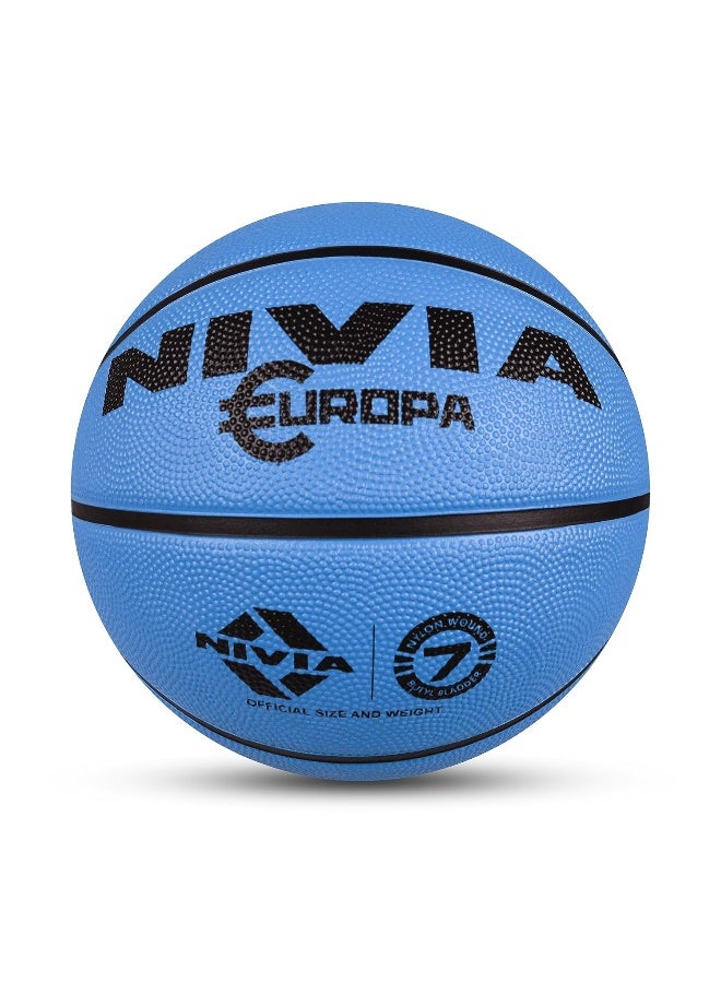 Nivia Europa Basketball, As per Basic Standard, 8 Panels, Molded Durable Rubber Cover with Pebbled Texture, Butyl Threadwounded Bladder, to Play on All Indoor & Outdoor Surfaces (Size - 7, Assorted) - Image 4