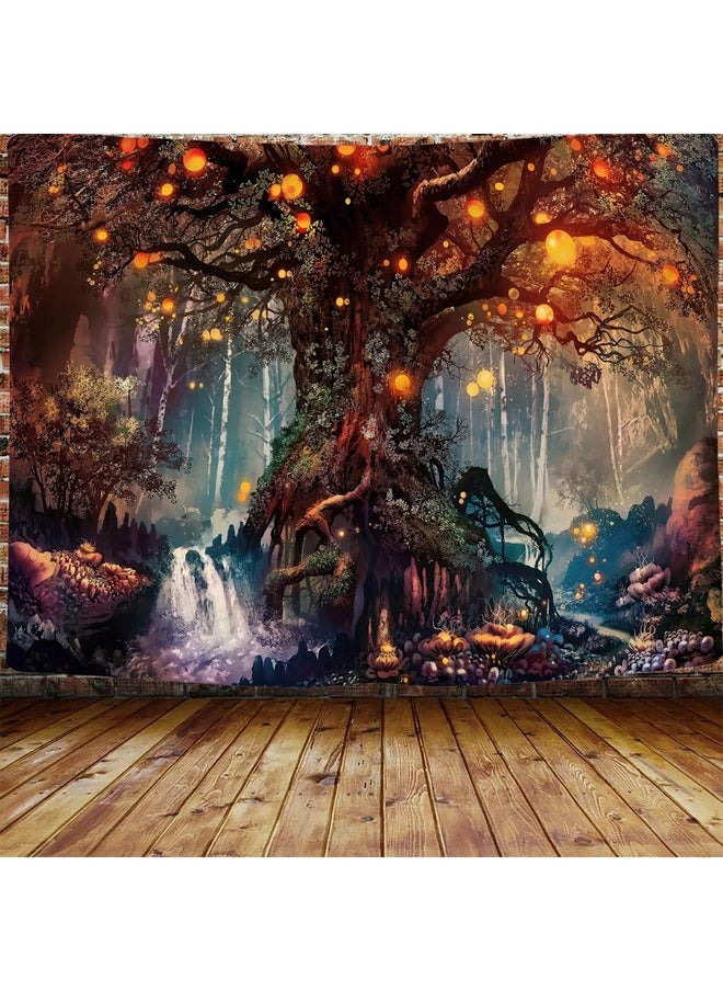 HASTHIP HASTHIP Tree of Life Tapestry, Magical Forest Tapestry Polyester Tapestries Psychedelic Wall Tapestry TV Background Tapestry for Living Room (50X60 Inches)( Brown)  - Image 1