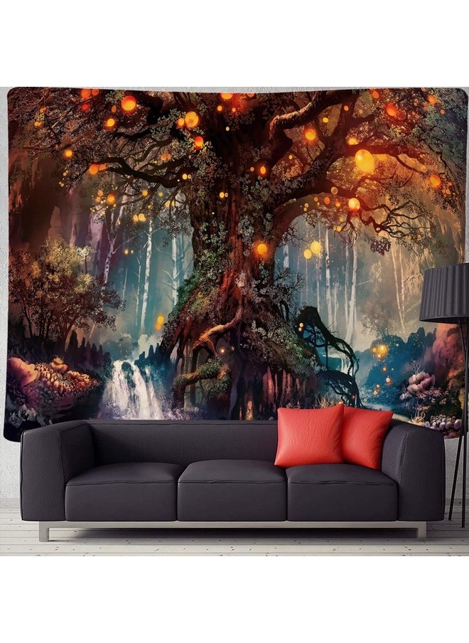 HASTHIP HASTHIP Tree of Life Tapestry, Magical Forest Tapestry Polyester Tapestries Psychedelic Wall Tapestry TV Background Tapestry for Living Room (50X60 Inches)( Brown)  - Image 3