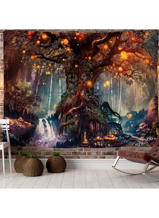 HASTHIP HASTHIP Tree of Life Tapestry, Magical Forest Tapestry Polyester Tapestries Psychedelic Wall Tapestry TV Background Tapestry for Living Room (50X60 Inches)( Brown)  - Image 2