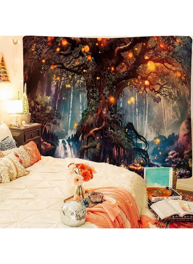 HASTHIP HASTHIP Tree of Life Tapestry, Magical Forest Tapestry Polyester Tapestries Psychedelic Wall Tapestry TV Background Tapestry for Living Room (50X60 Inches)( Brown)  - Image 4