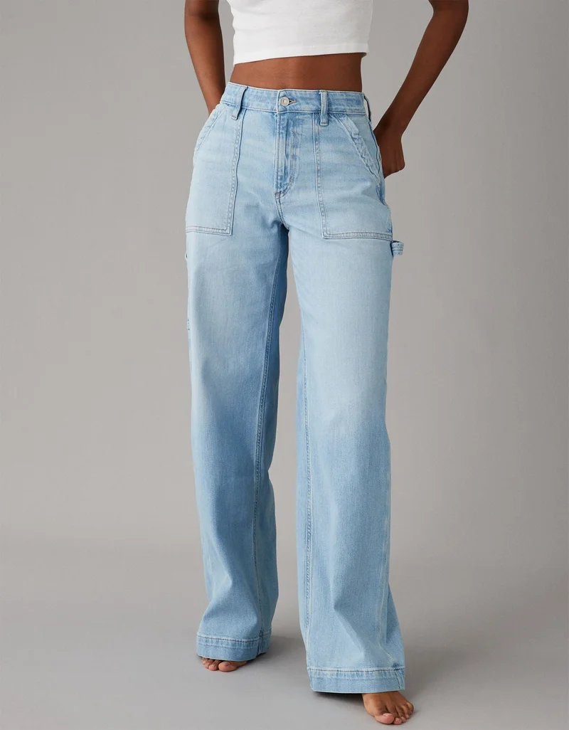 American Eagle AE Dreamy Drape Stretch Super High-Waisted Baggy Wide-Leg Jean