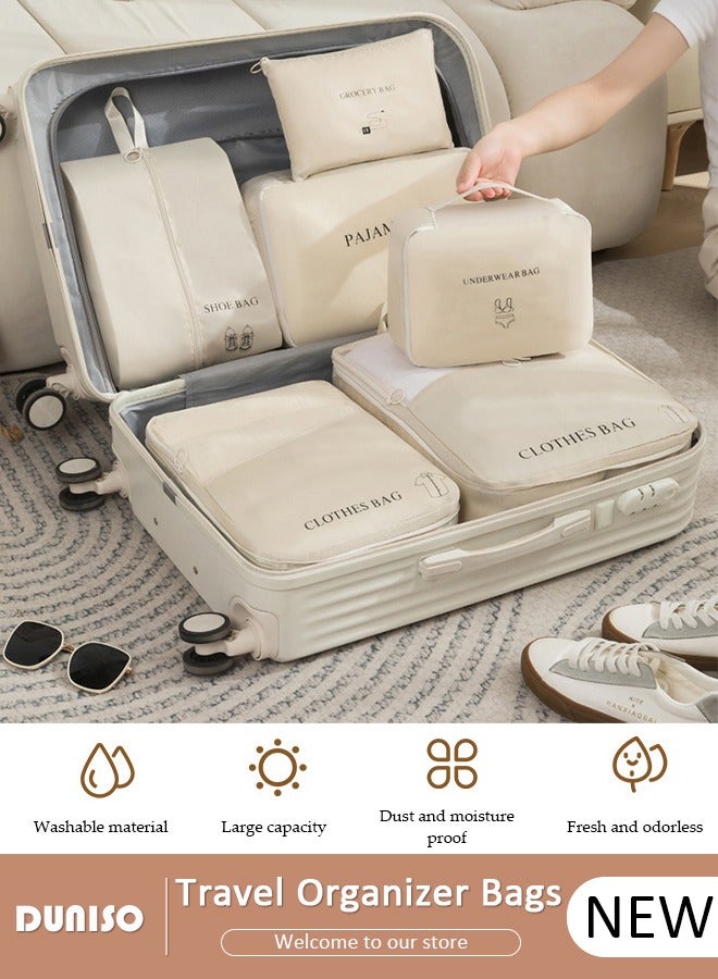DUNISO 6 Piece Travel Organizer Bags for Luggage, Waterproof and Durable Travel Bags, Packing Cubes for Travel, Compression Cubes for Suitcases, Travel Bags for Clothes, Toiletries, Clothing, Underwear - Image 1